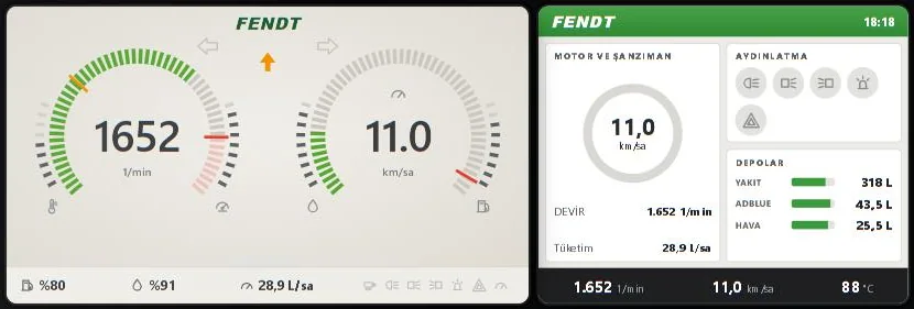 Fendt 724 Vario: FendtONE gösterge ekranı ve terminal
